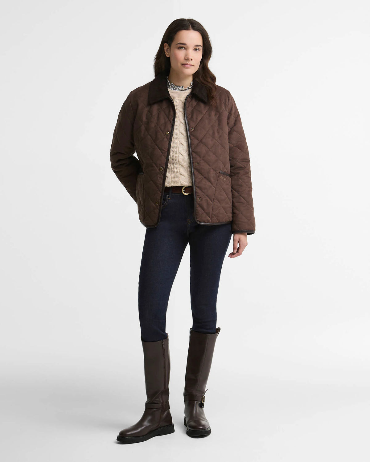 Barbour Sonya Quilted Jacket in Dk Brown/Muted