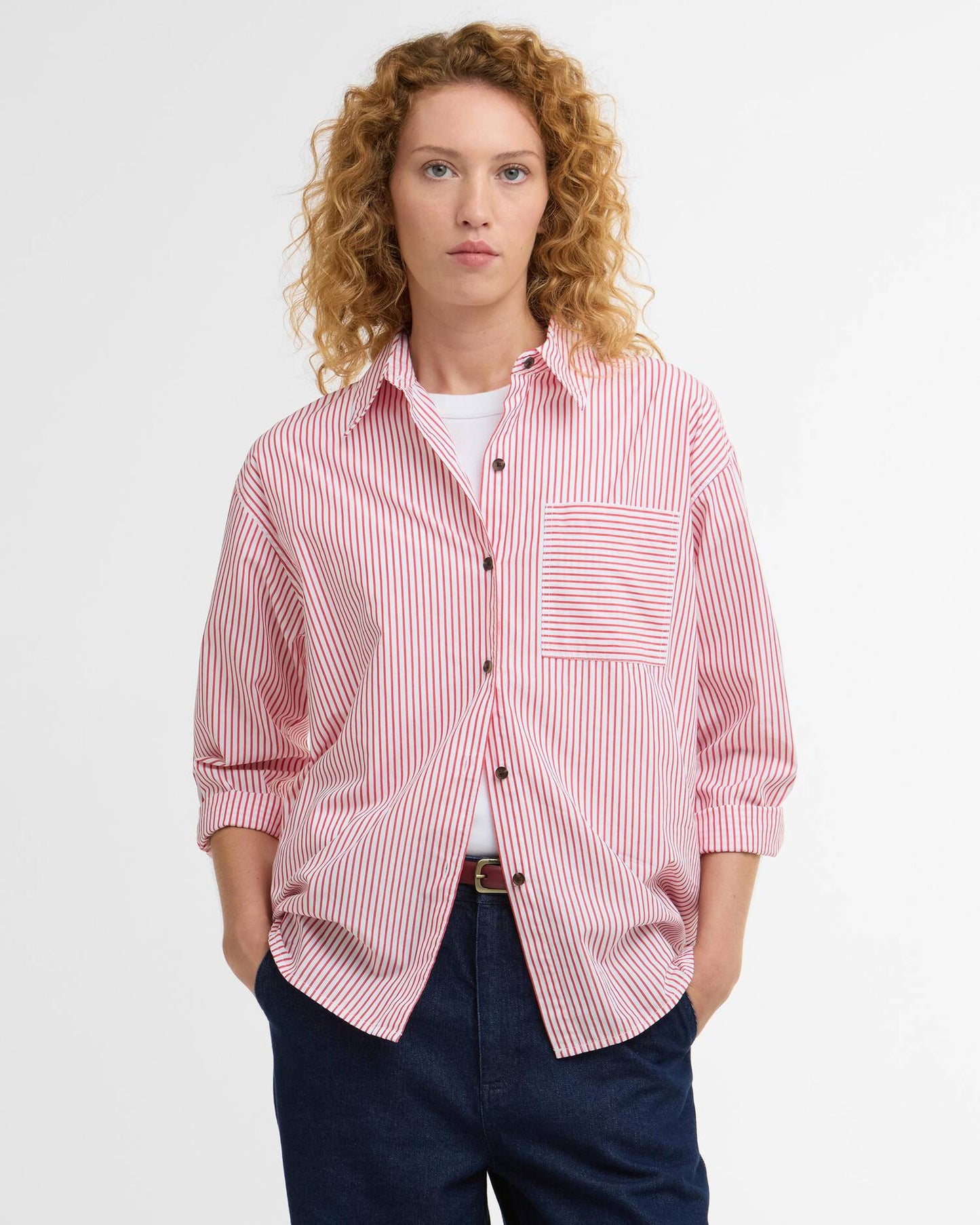 Barbour Polly Striped Shirt - Red Stripe
