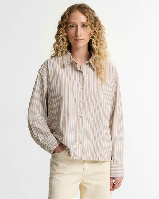 Barbour Fawne Shirt - Warm Trench Stripe