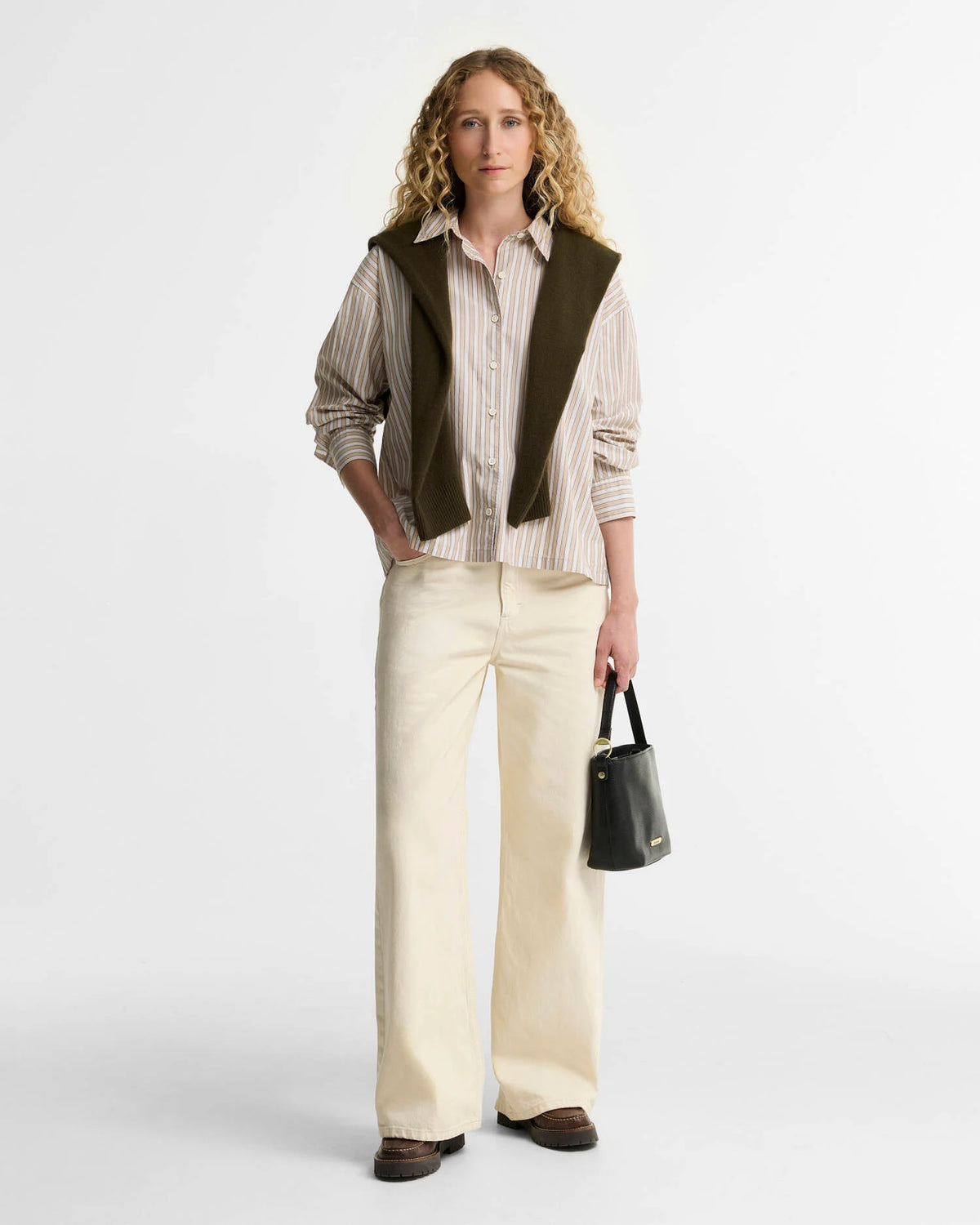 Barbour Fawne Striped Relaxed Shirt in Warm Trench Stripe
