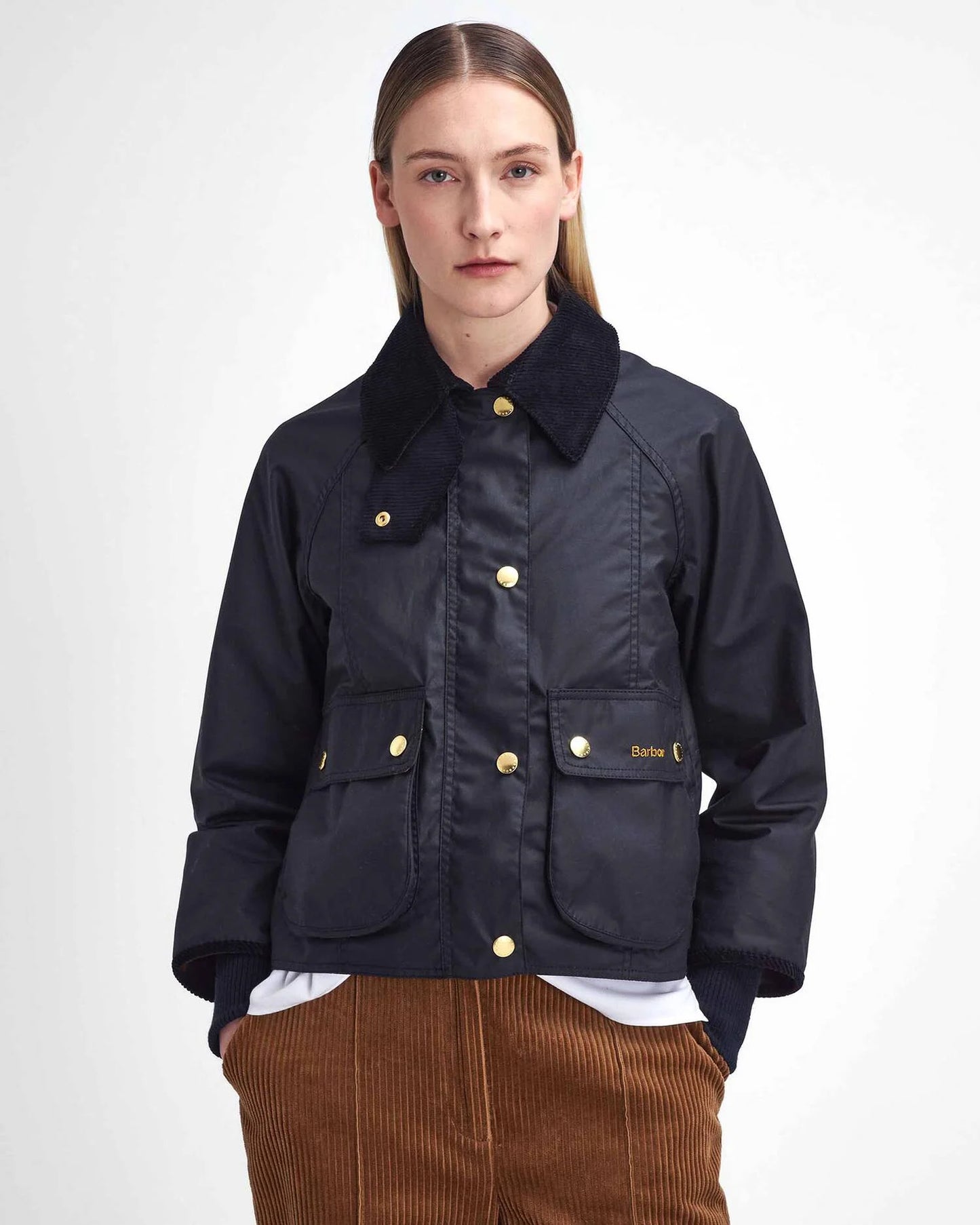 Barbour Cropped Beadnell Wax Jacket - Black