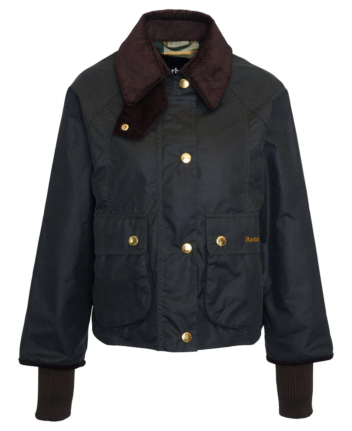 Barbour Cropped Beadnell Waxed Jacket in Sage-Ancient