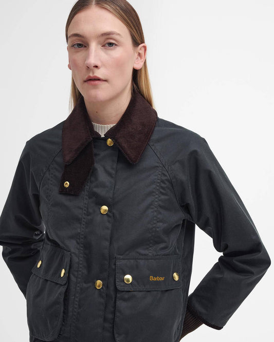 Barbour Cropped Beadnell Wax Jacket - Sage