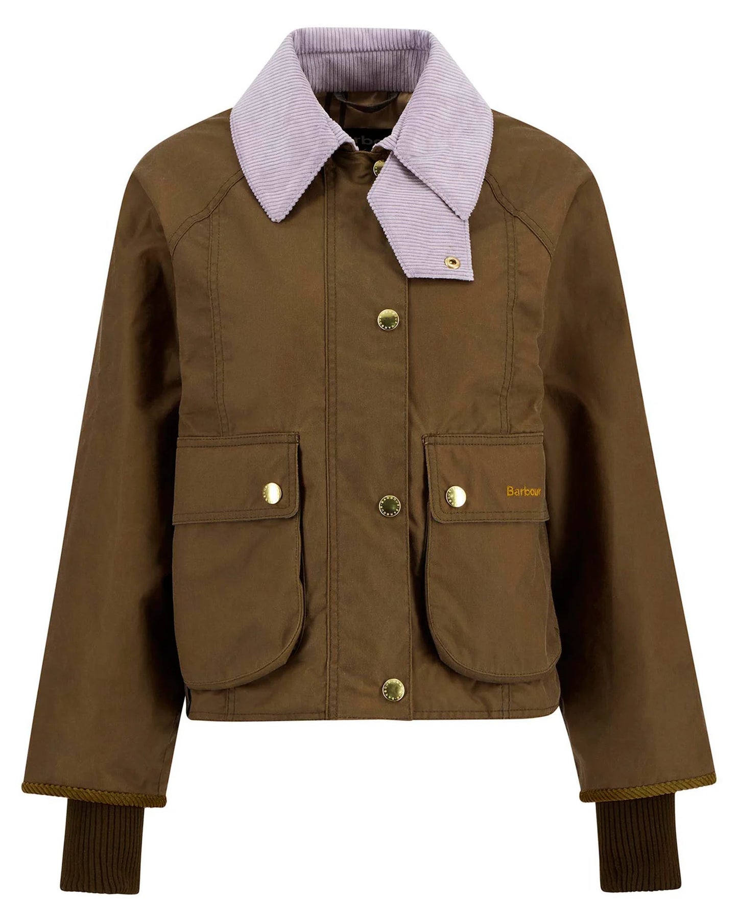 Barbour Cropped Beadnell Wax Jacket - Sand/Lavender