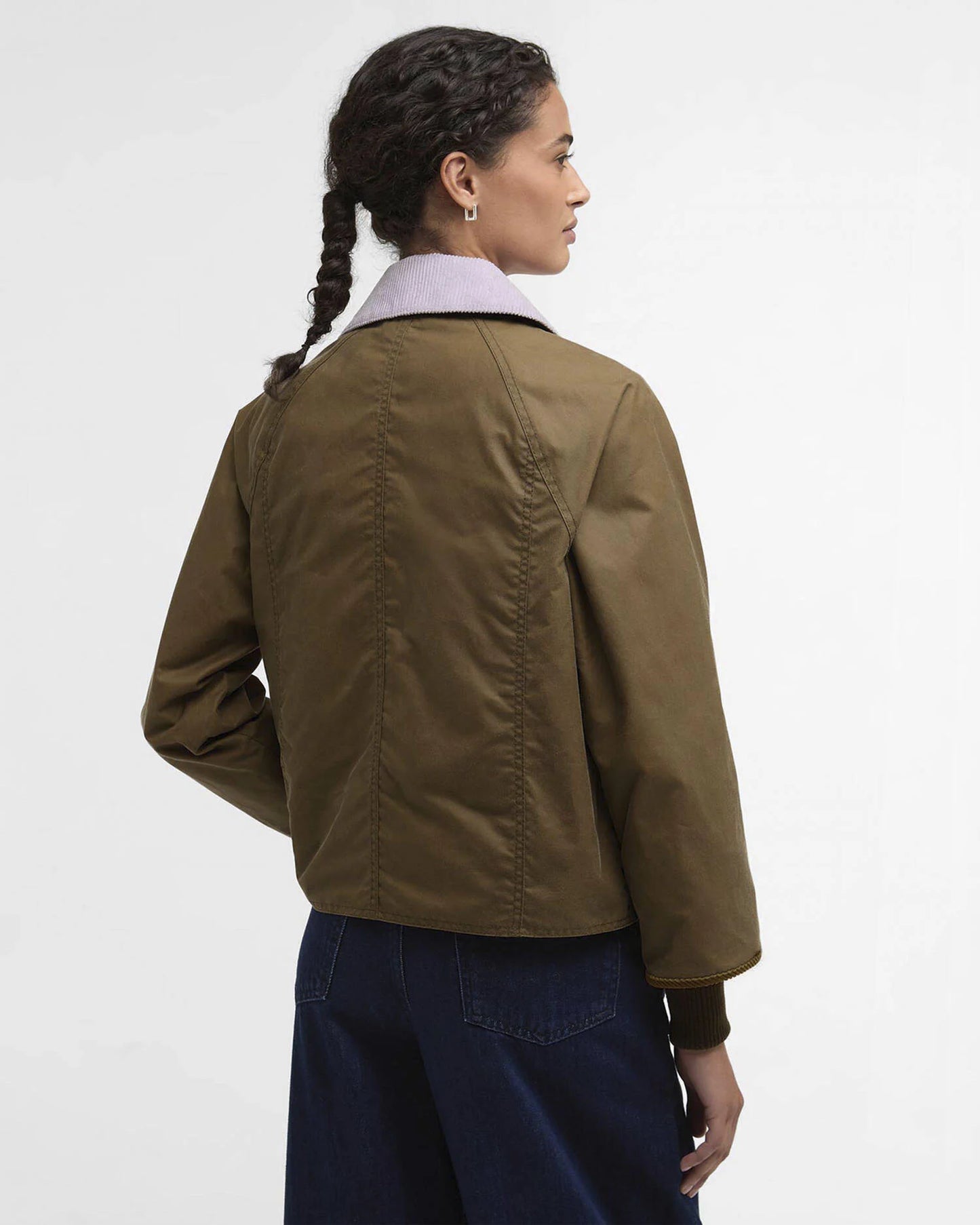 Barbour Cropped Beadnell Wax Jacket - Sand/Lavender