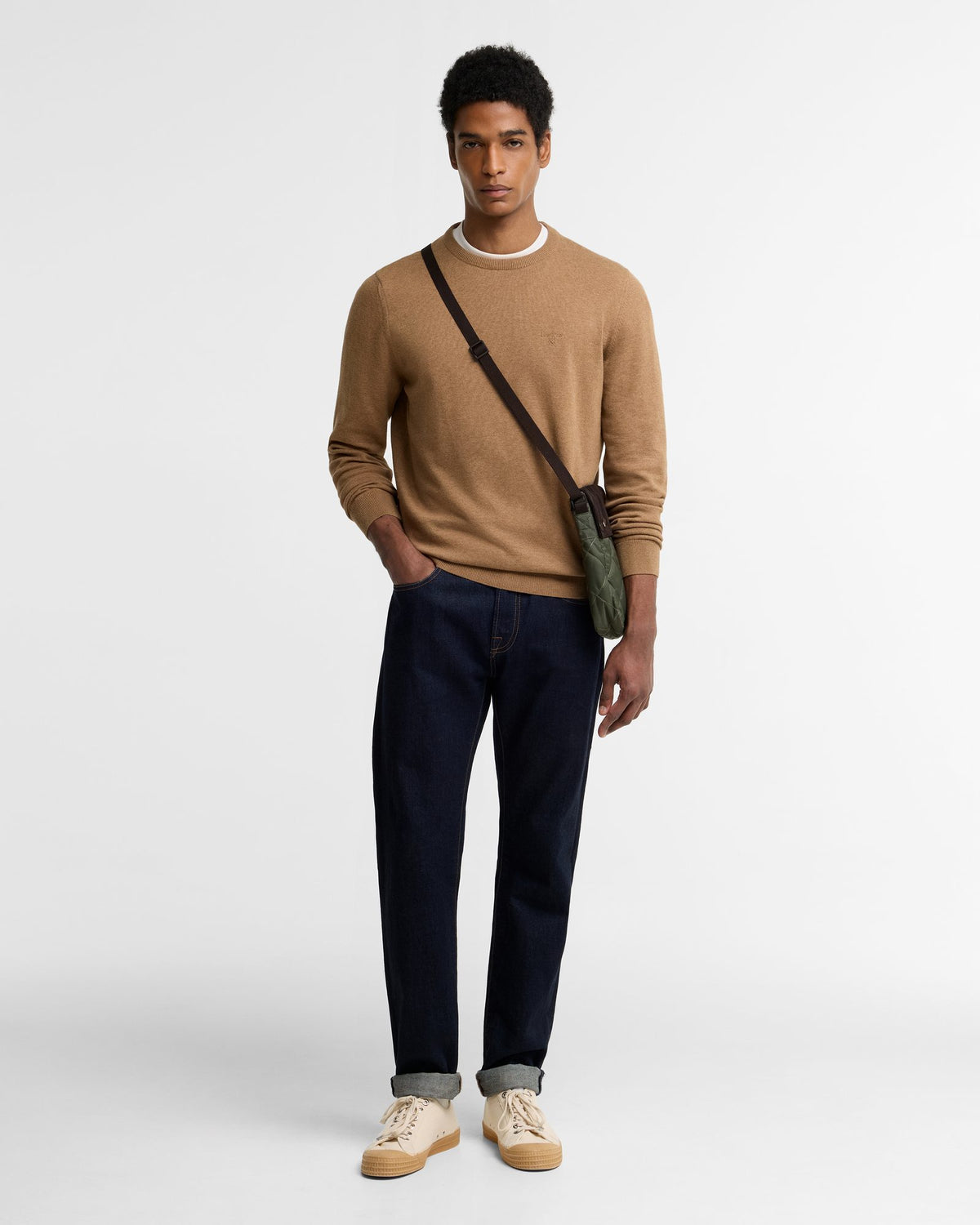Barbour Pima Cotton Crew Neck Jumper in Sandstone