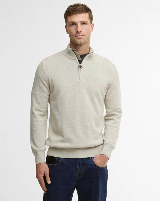 Barbour Cotton Half Zip Sweater - Neutral