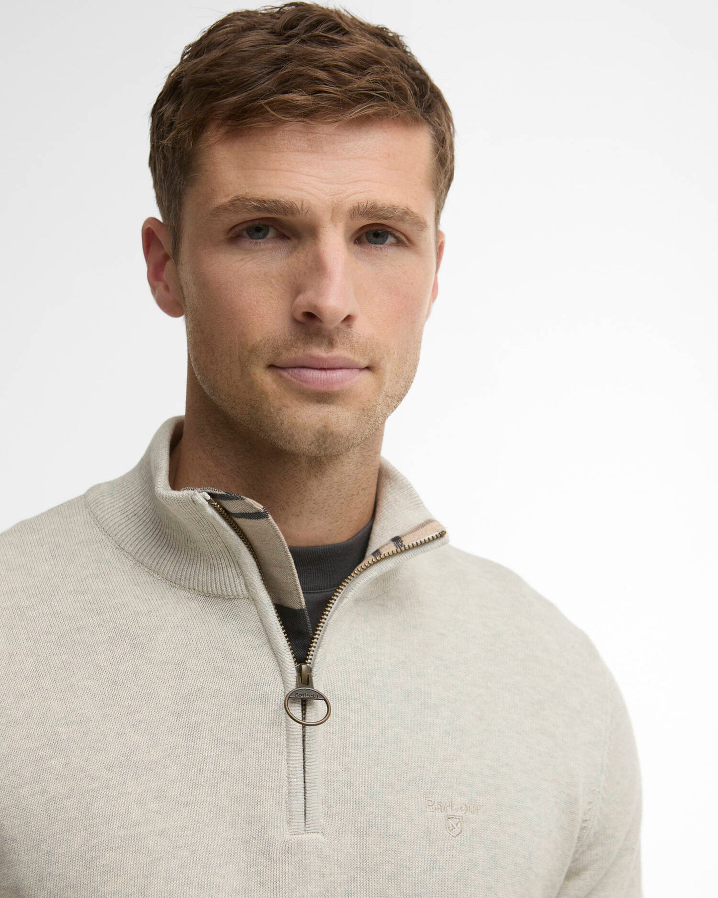 Barbour Cotton Half Zip Sweater - Neutral