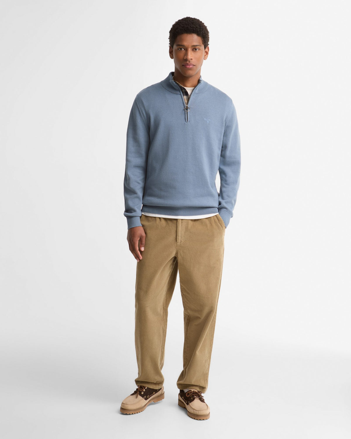Barbour Cotton Quarter-Zip Jumper in Tarn Blue