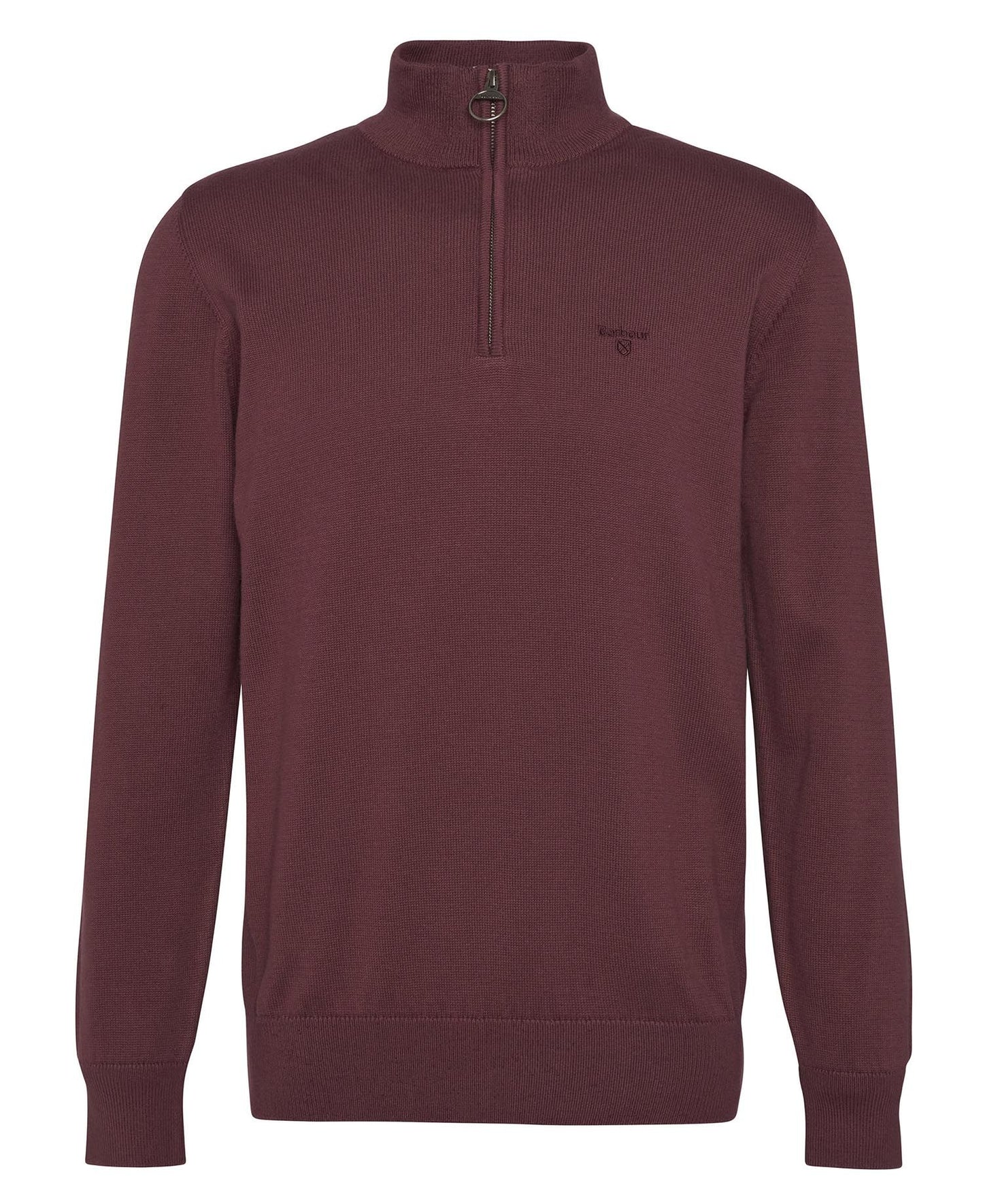 Barbour Cotton Half Zip Sweater - Burnt Heather