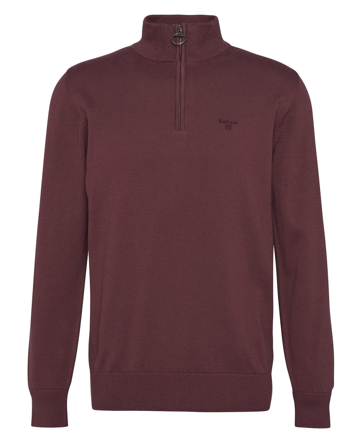 Barbour Cotton Quarter-Zip Jumper in Burnt Heather