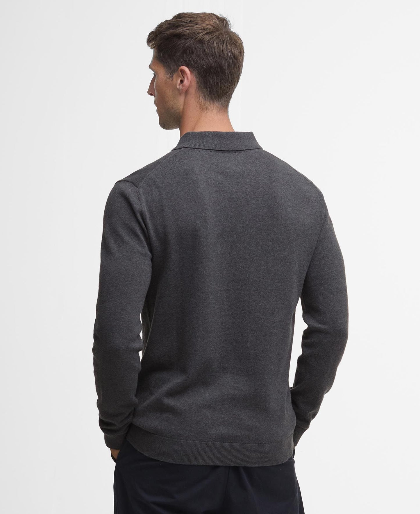 Barbour Bassington Knitted Polo - Charcoal