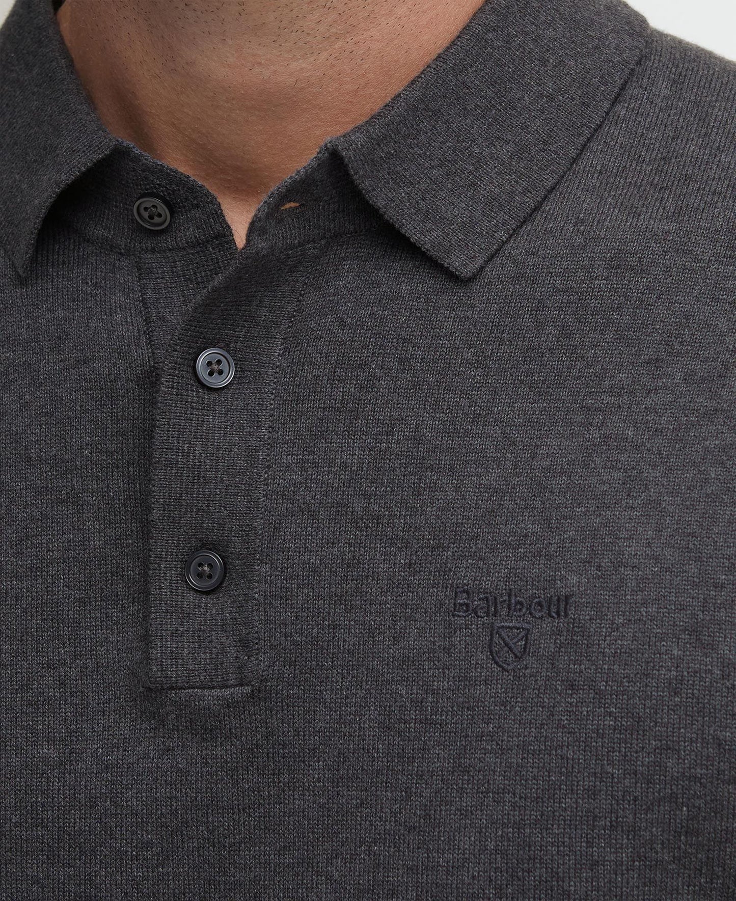 Barbour Bassington Knitted Polo - Charcoal