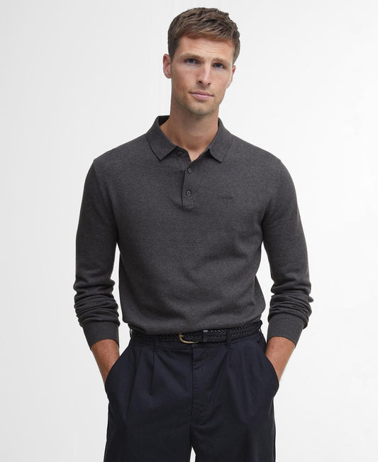 Barbour Bassington Knitted Polo - Charcoal