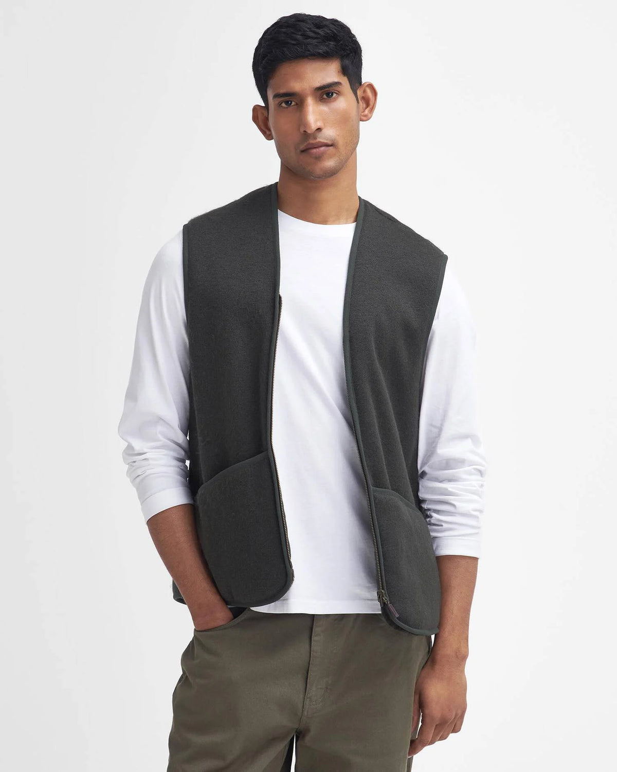Barbour Warm Pile Zip-In Liner in Sage