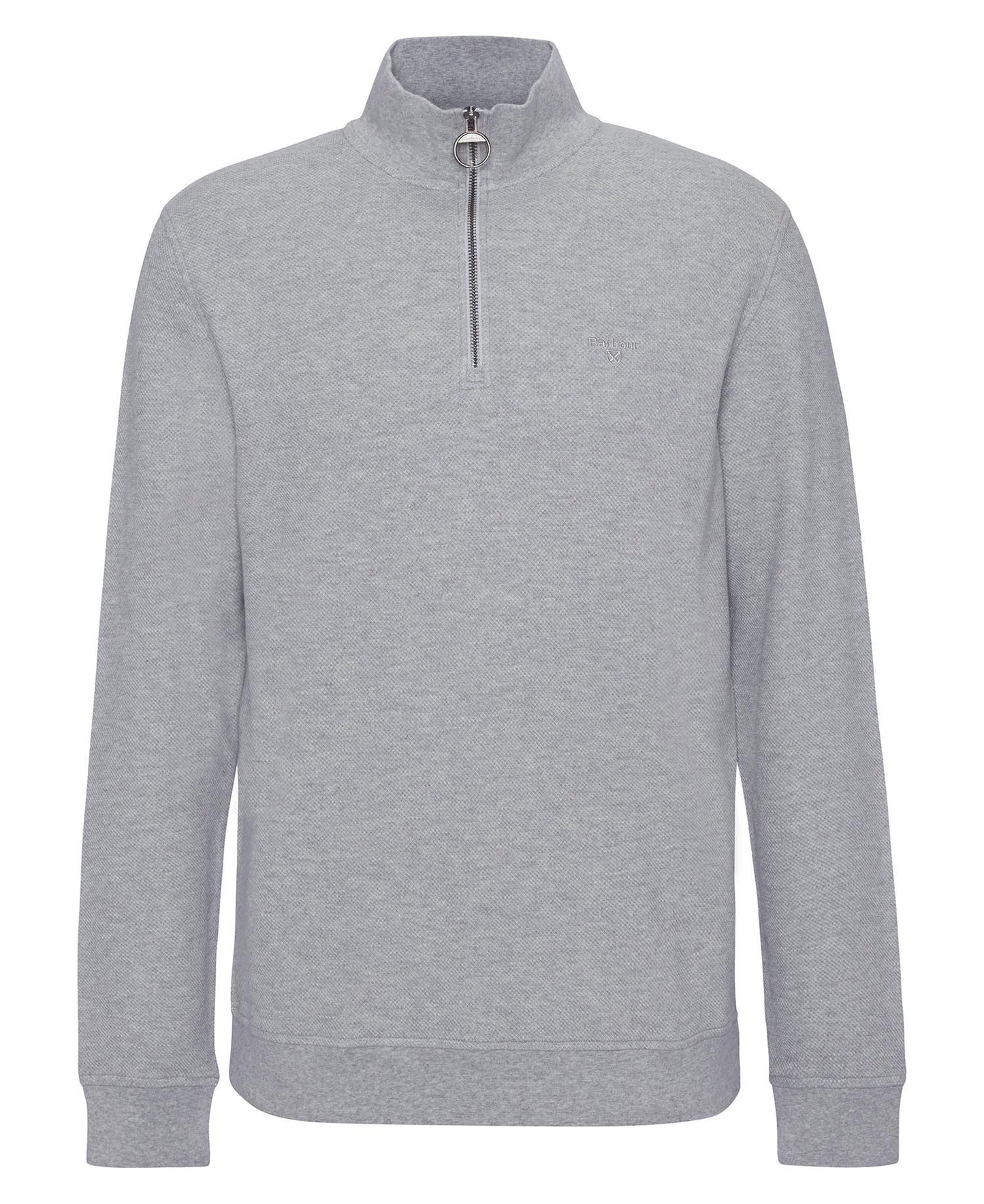 Barbour Pique Interlock Half Zip Sweatshirt - Grey