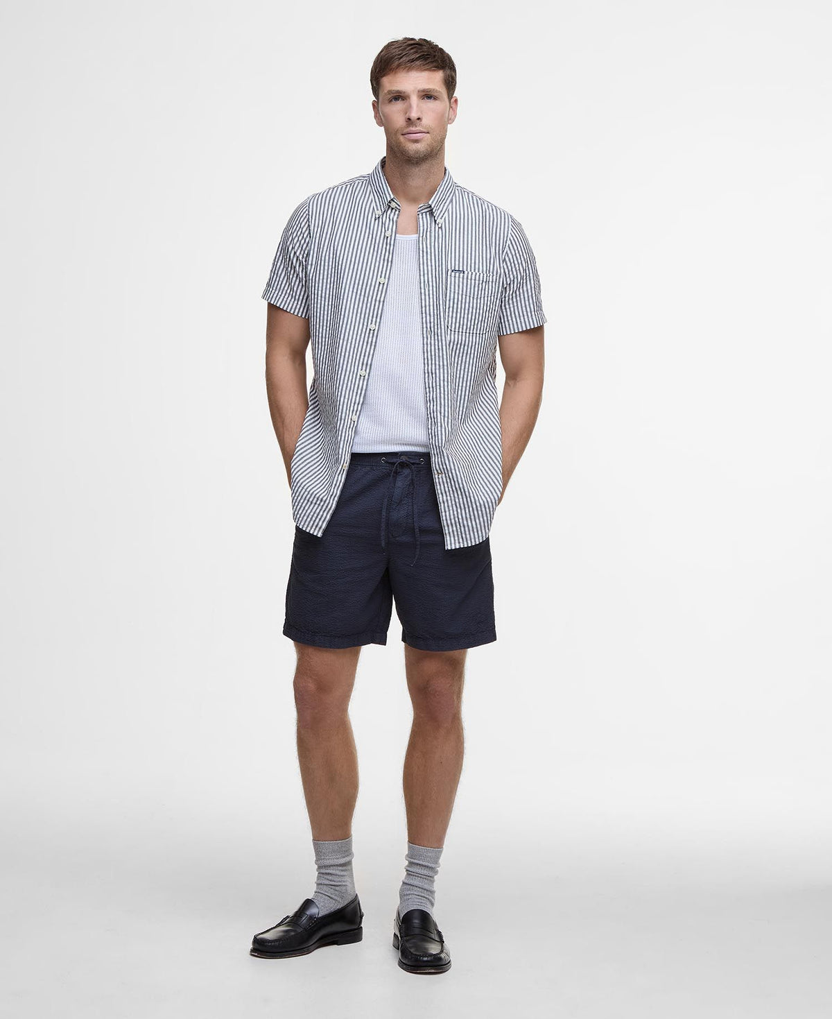 Barbour Seersucker Short in Navy