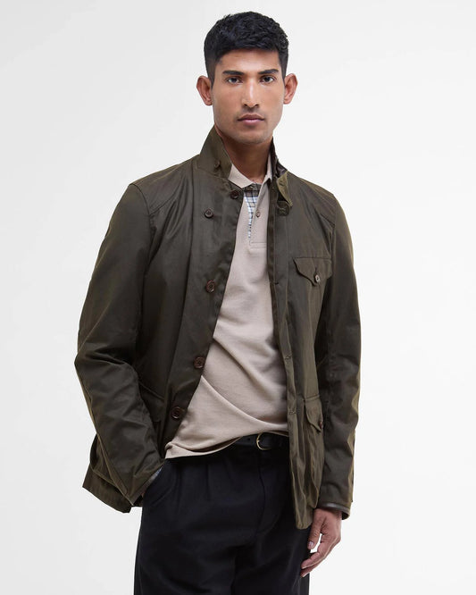 Barbour Beacon Waxed Sports Jacket - Olive