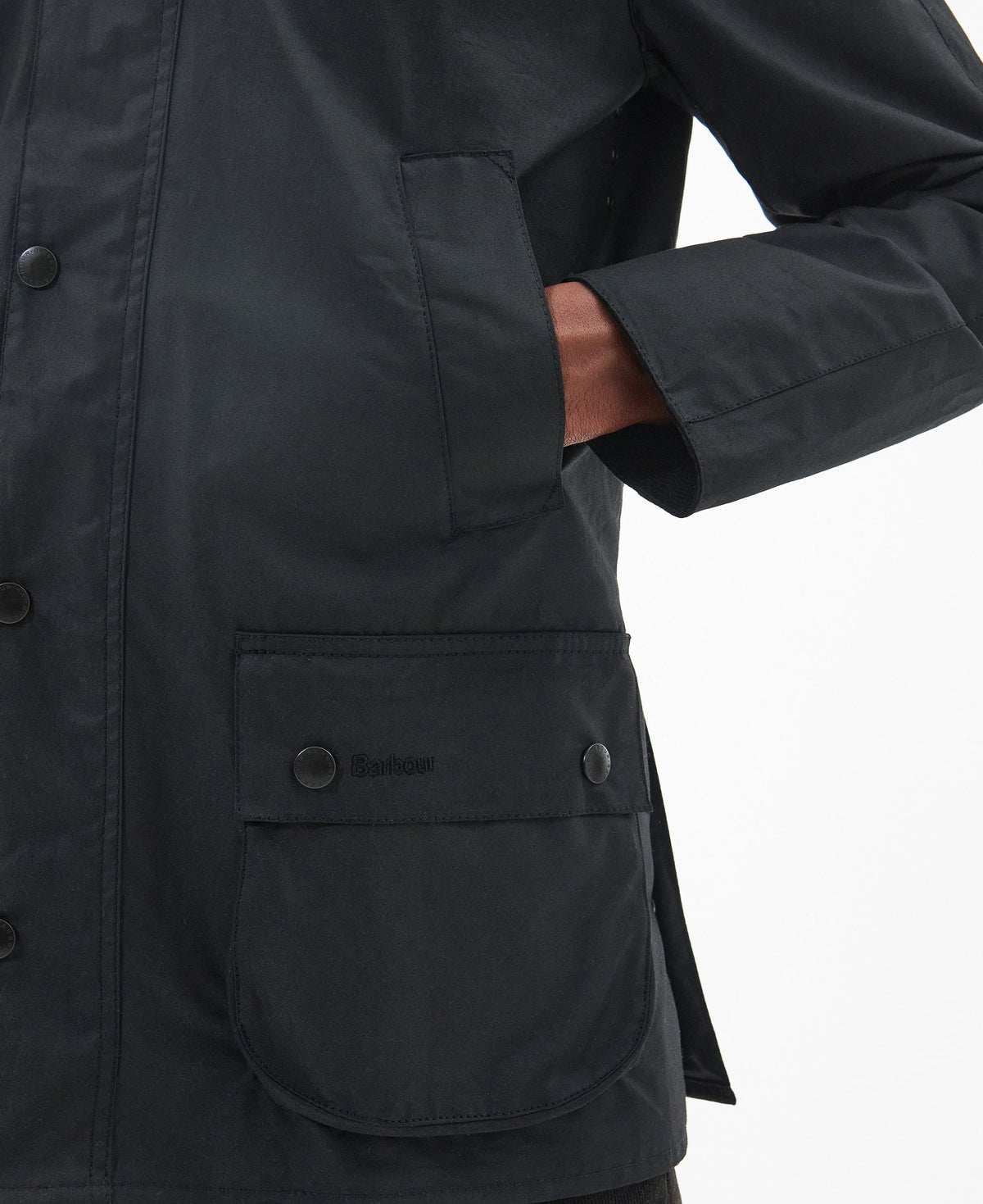 Barbour Ashby Waxed Jacket in Black-Classic, image 5