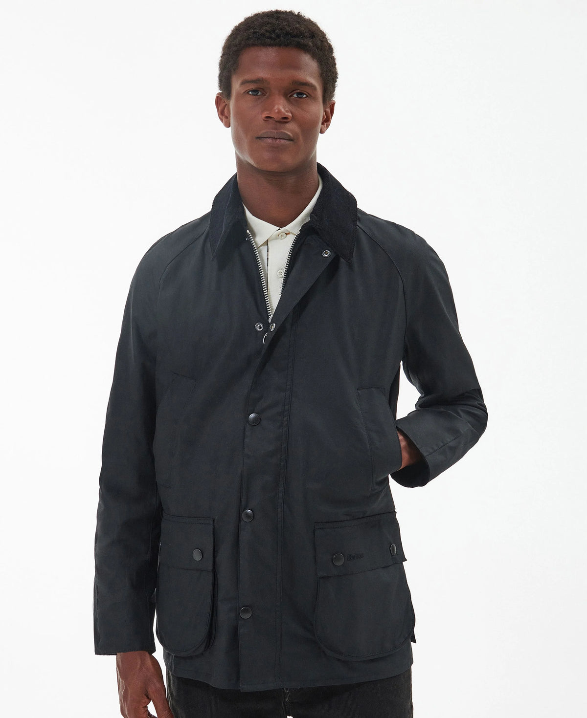 Barbour Ashby Waxed Jacket in Black-Classic, image 3