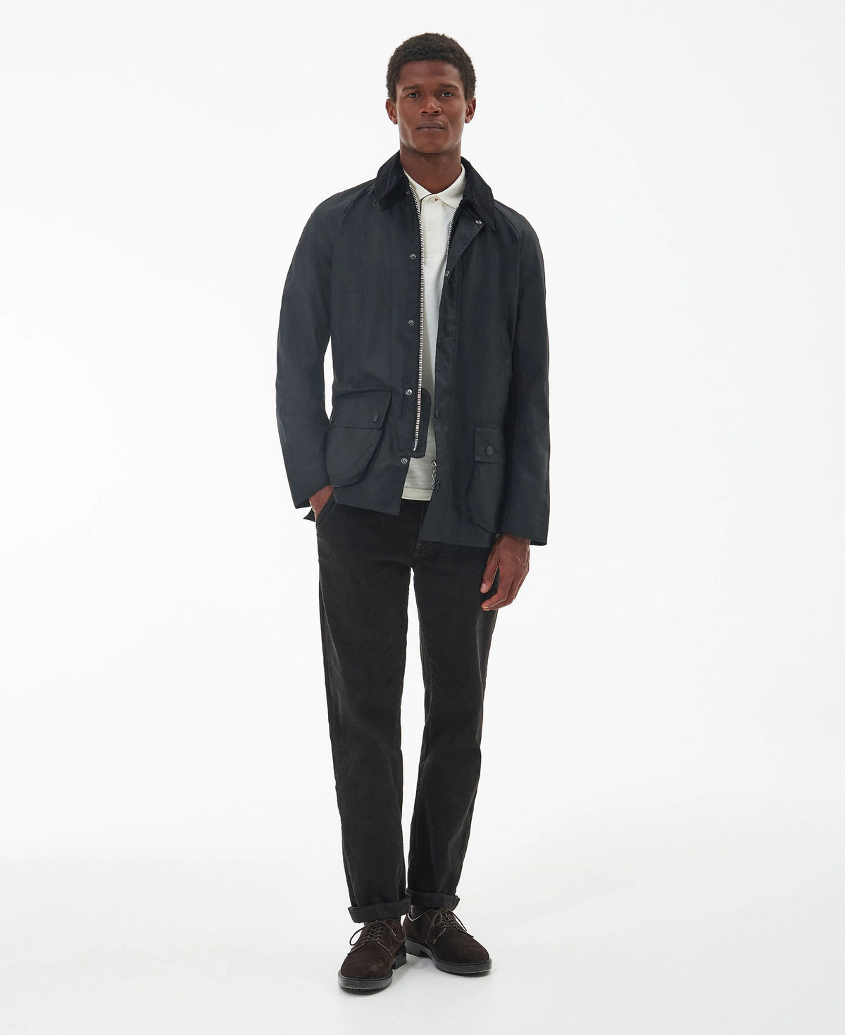 Barbour Ashby Waxed Jacket in Black-Classic