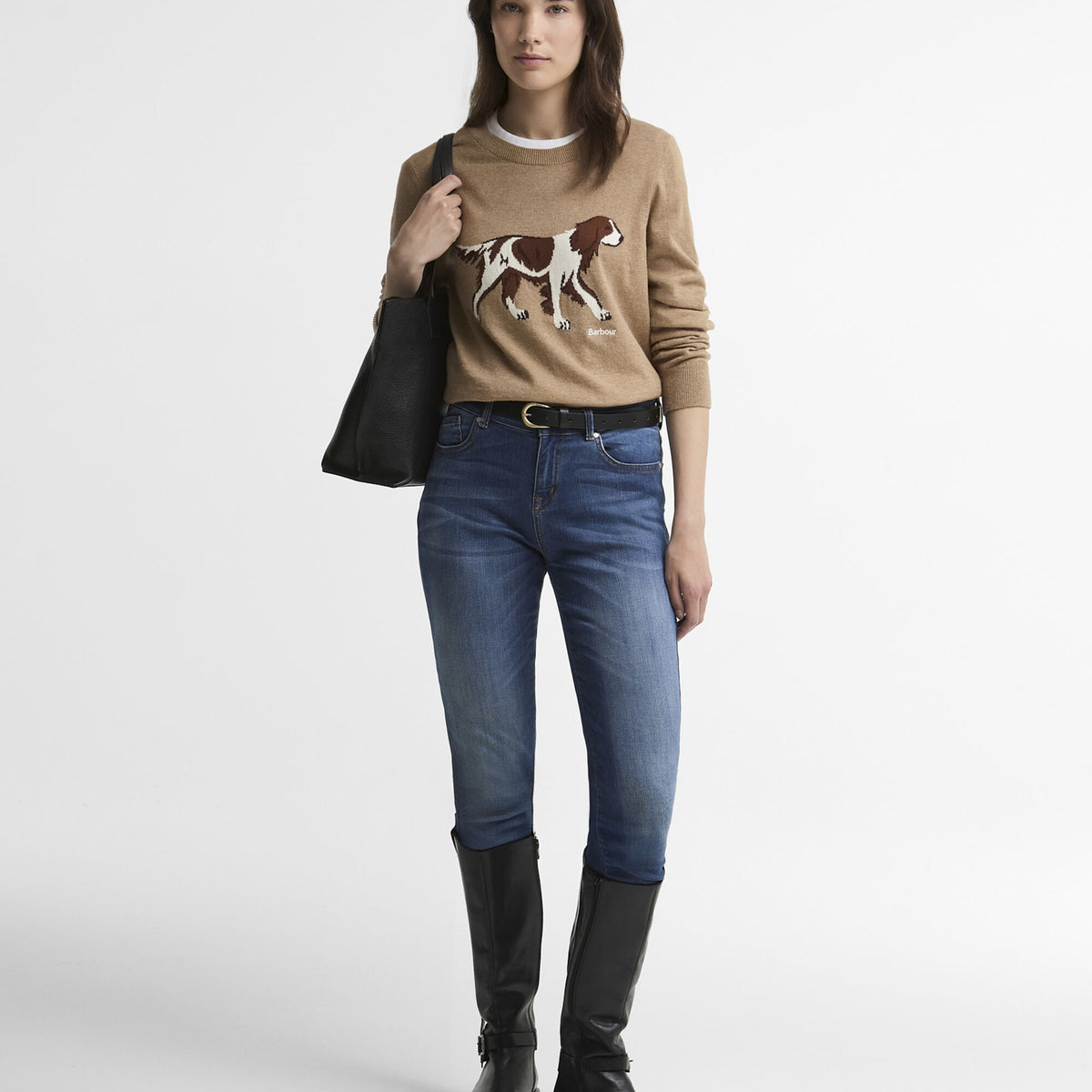 Barbour Fareham Crew Neck Jumper in Warm Trench