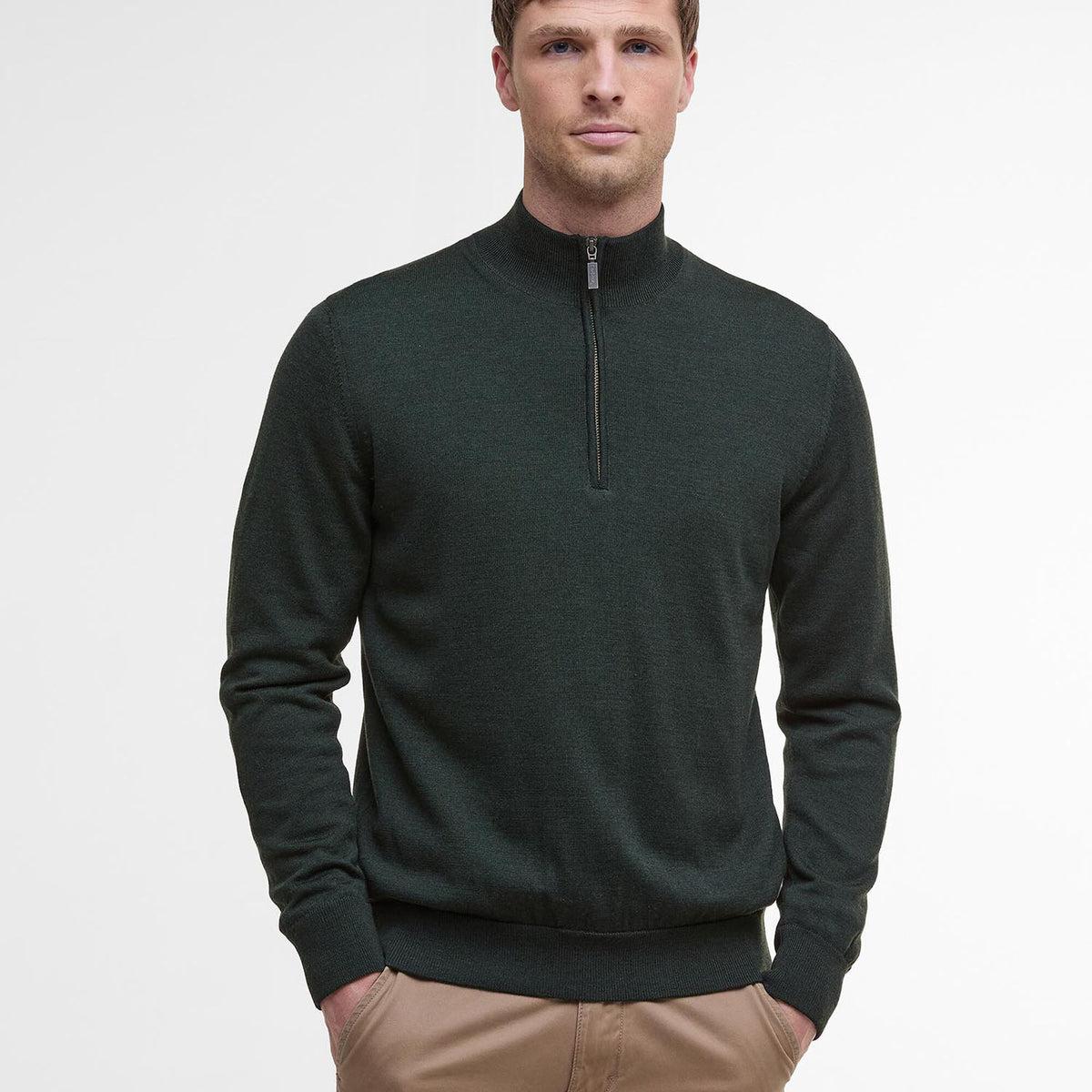 Barbour Gamlin Quarter-Zip Jumper in Olive
