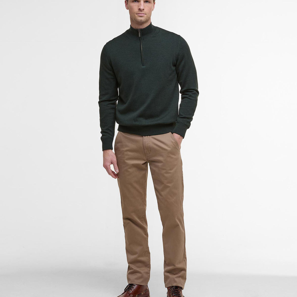 Barbour Gamlin Quarter-Zip Jumper in Olive, image 2