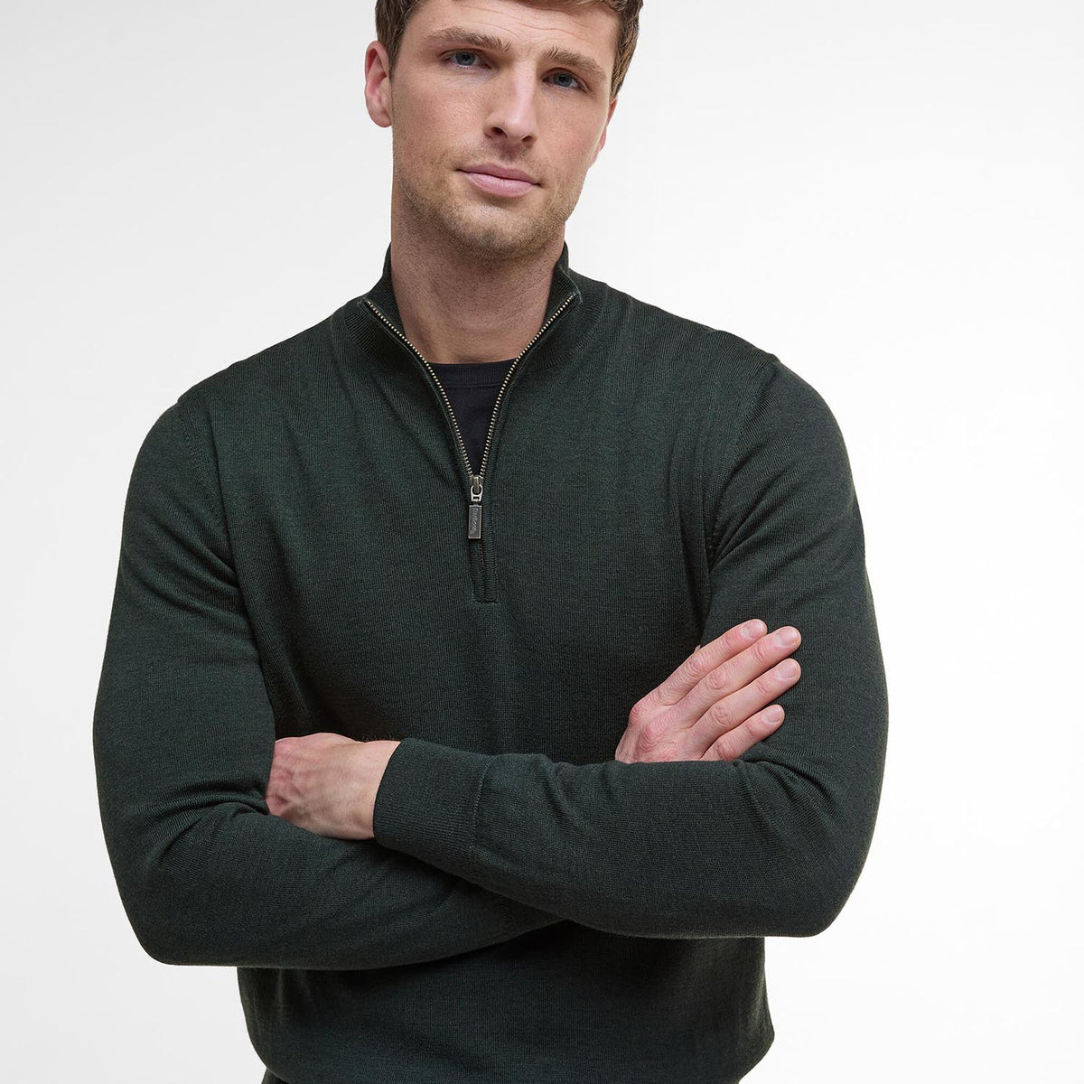 Barbour Gamlin Quarter-Zip Jumper in Olive, image 4