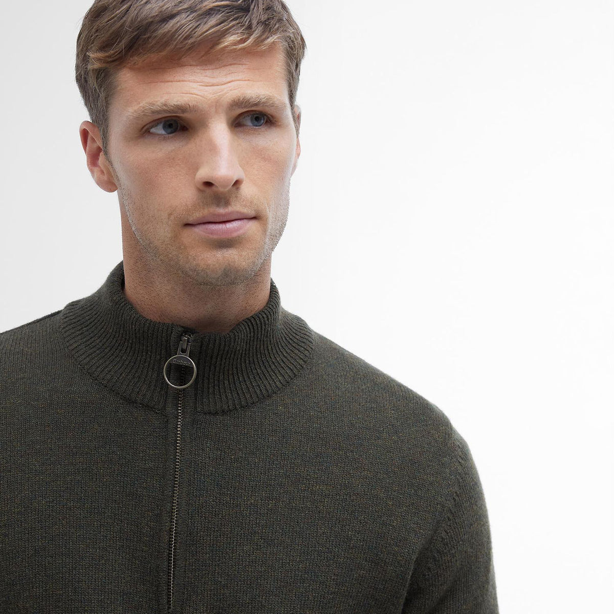 Barbour Holden Quarter-Zip Jumper in Olive Marl, image 4