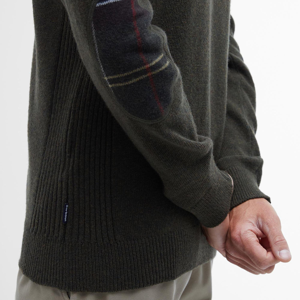 Barbour Holden Quarter-Zip Jumper in Olive Marl, image 6