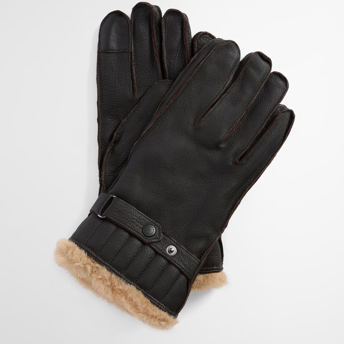 Barbour Leather Utility Gloves in Brown, image 1
