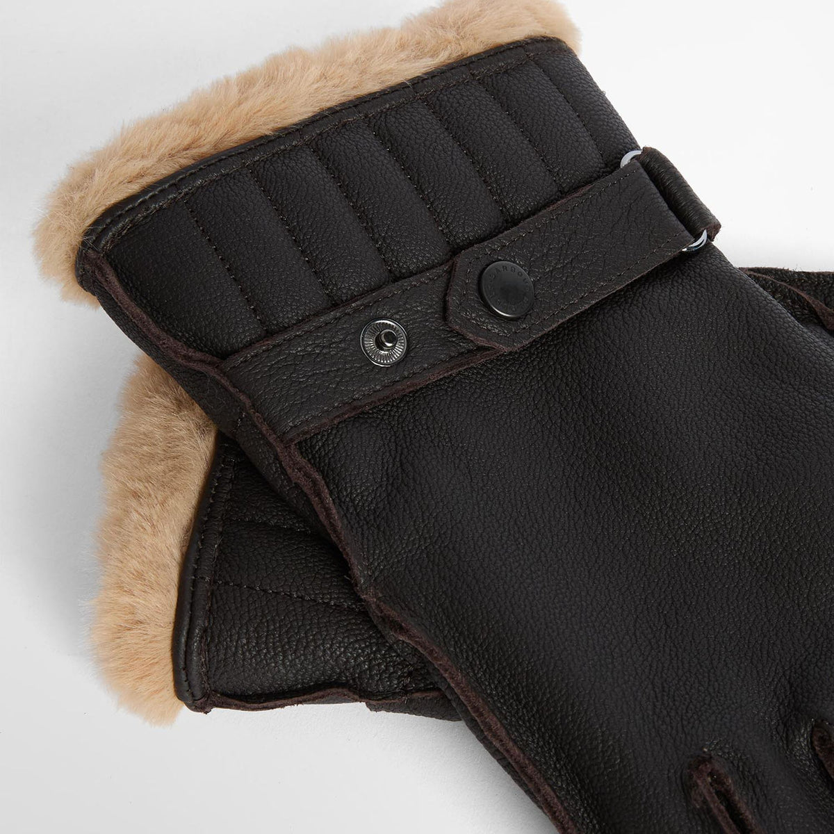 Barbour Leather Utility Gloves in Brown, image 2