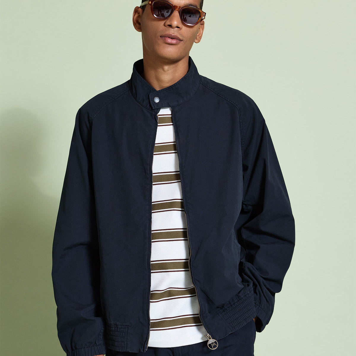 Barbour Royston Cotton Harrington Jacket in Dark Navy
