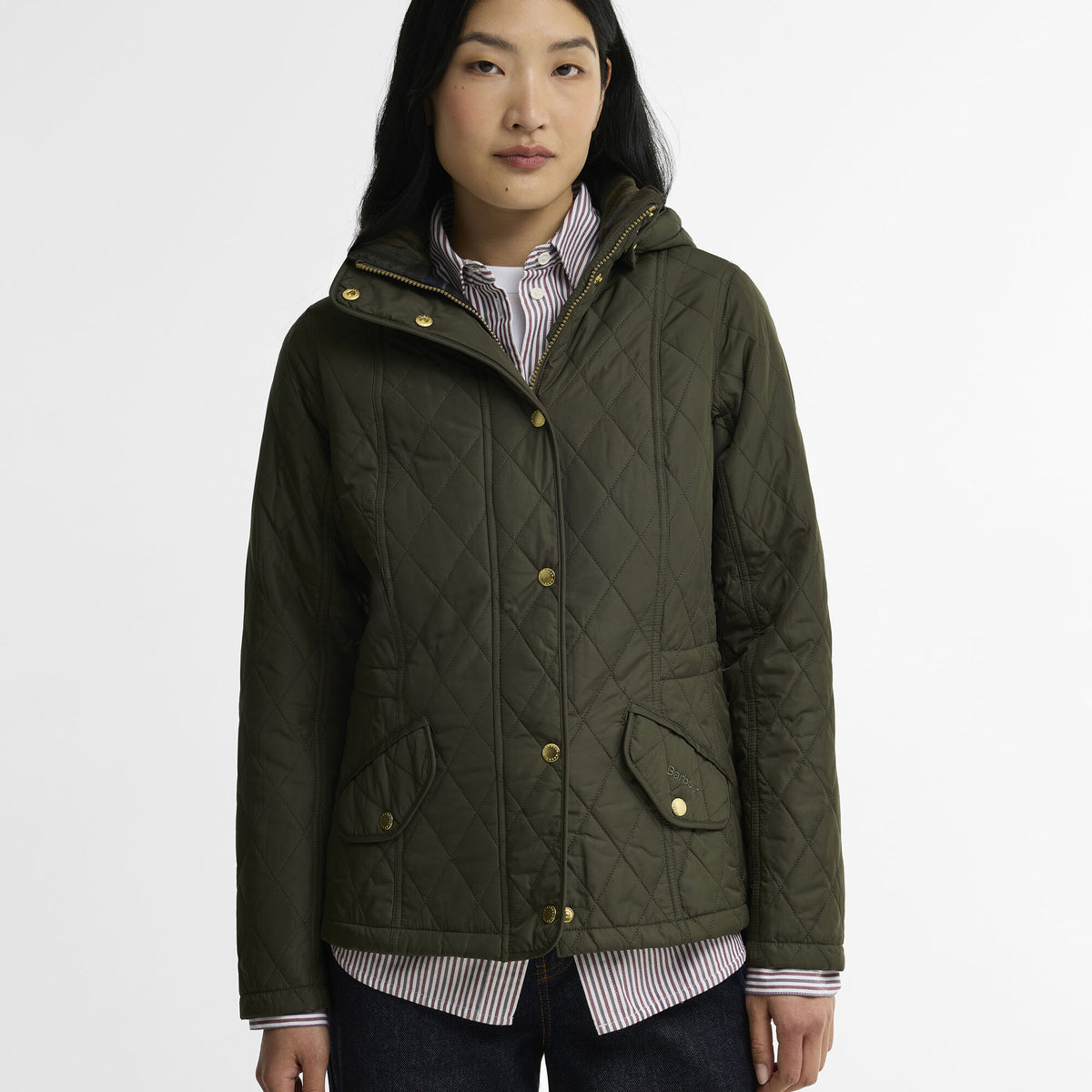 Barbour Millfire Quilted Jacket in Olive-Classic, image 1