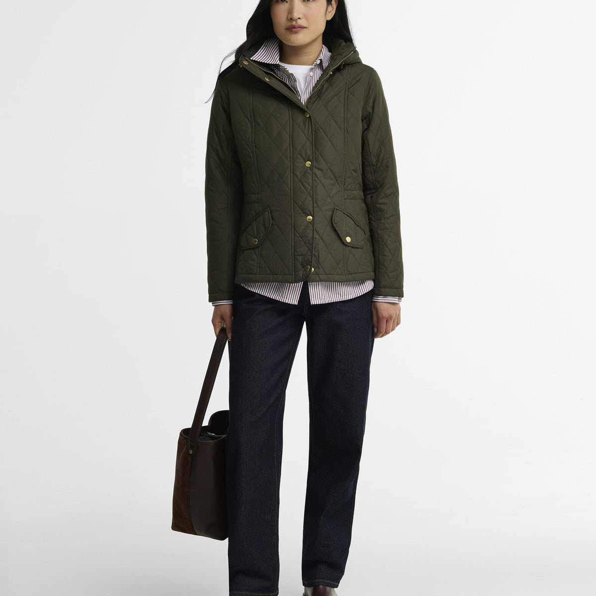 Barbour Millfire Quilted Jacket in Olive-Classic