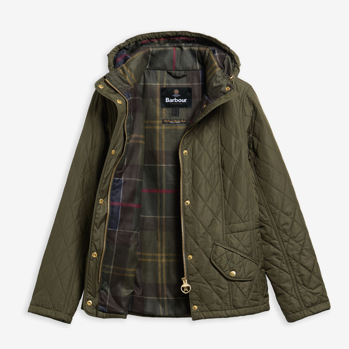 Barbour Millfire Quilted Jacket in Olive-Classic, image 6