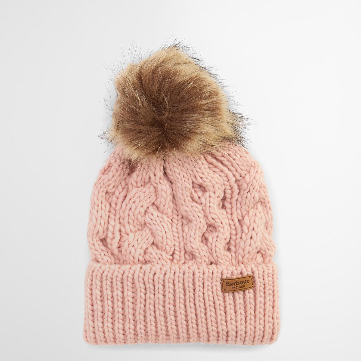 Barbour Penshaw Cable-Knit Beanie in Pink Blush, image 1