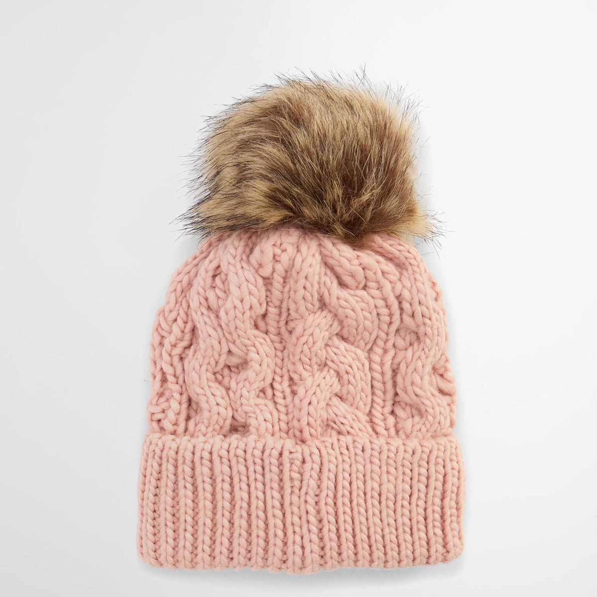 Barbour Penshaw Cable-Knit Beanie in Pink Blush, image 2