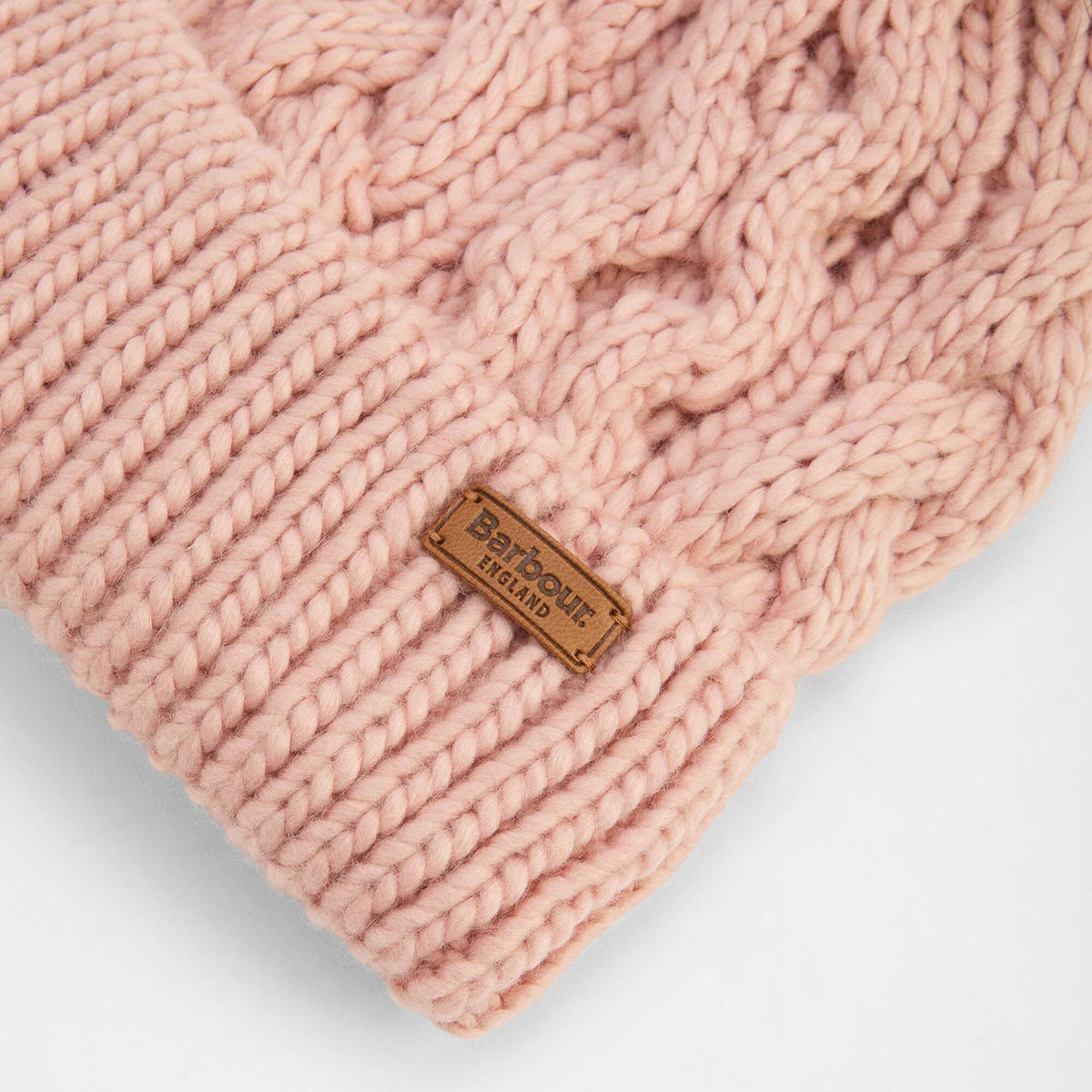 Barbour Penshaw Cable-Knit Beanie in Pink Blush, image 3