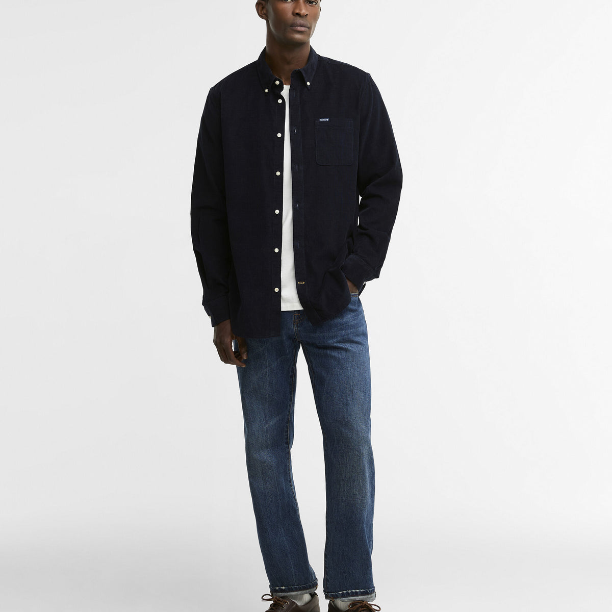 Barbour Ramsey Tailored Long-Sleeved Shirt in Classic Navy