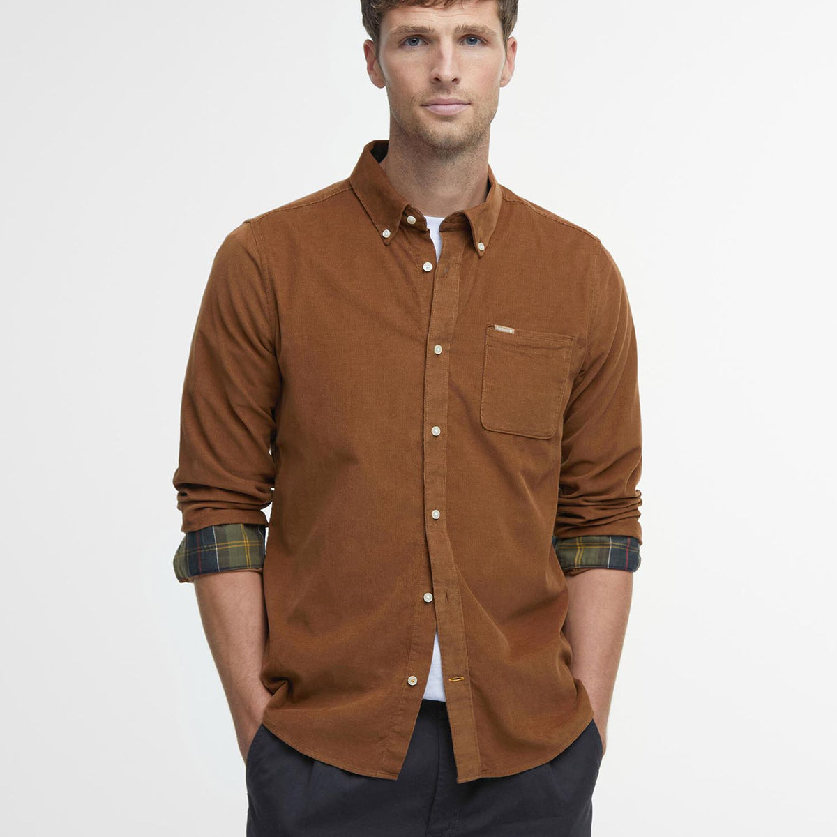 Barbour Ramsey Tailored Long-Sleeved Shirt in Sandstone, image 1