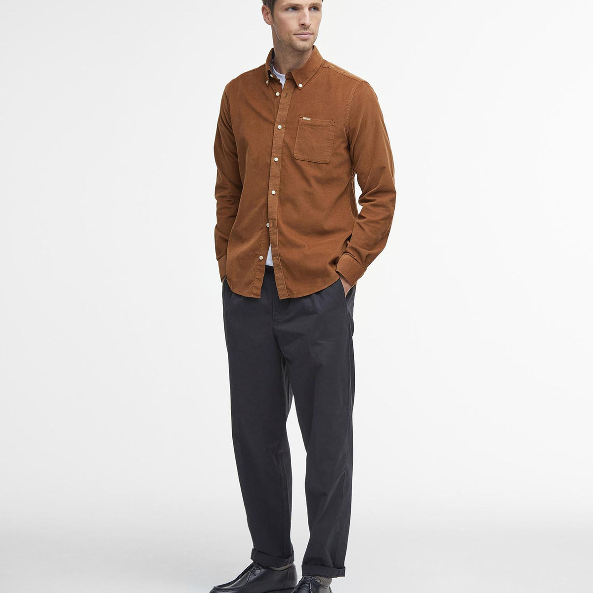 Barbour Ramsey Tailored Long-Sleeved Shirt in Sandstone, image 2