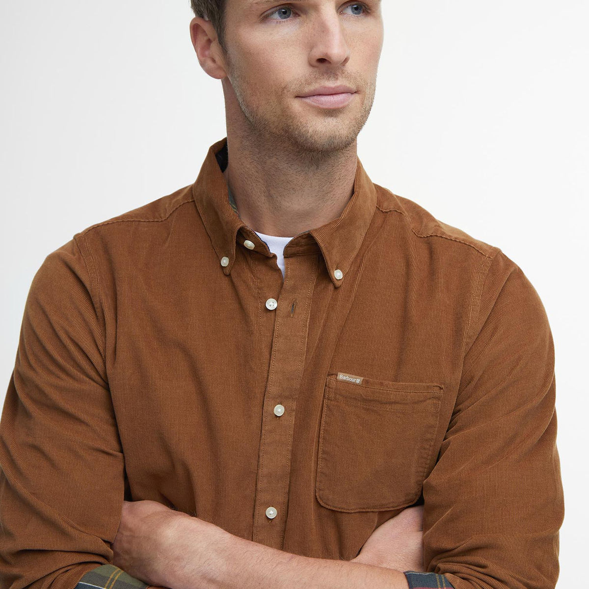Barbour Ramsey Tailored Long-Sleeved Shirt in Sandstone, image 4