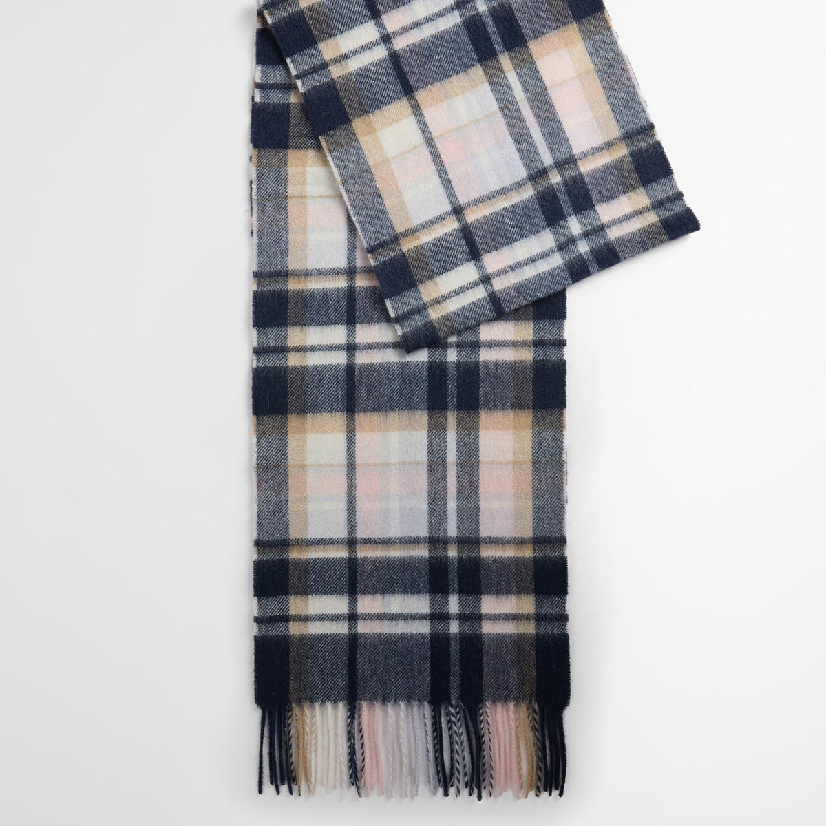 Barbour Vintage Winter Plaid Scarf in Blush Pink/Navy, image 1