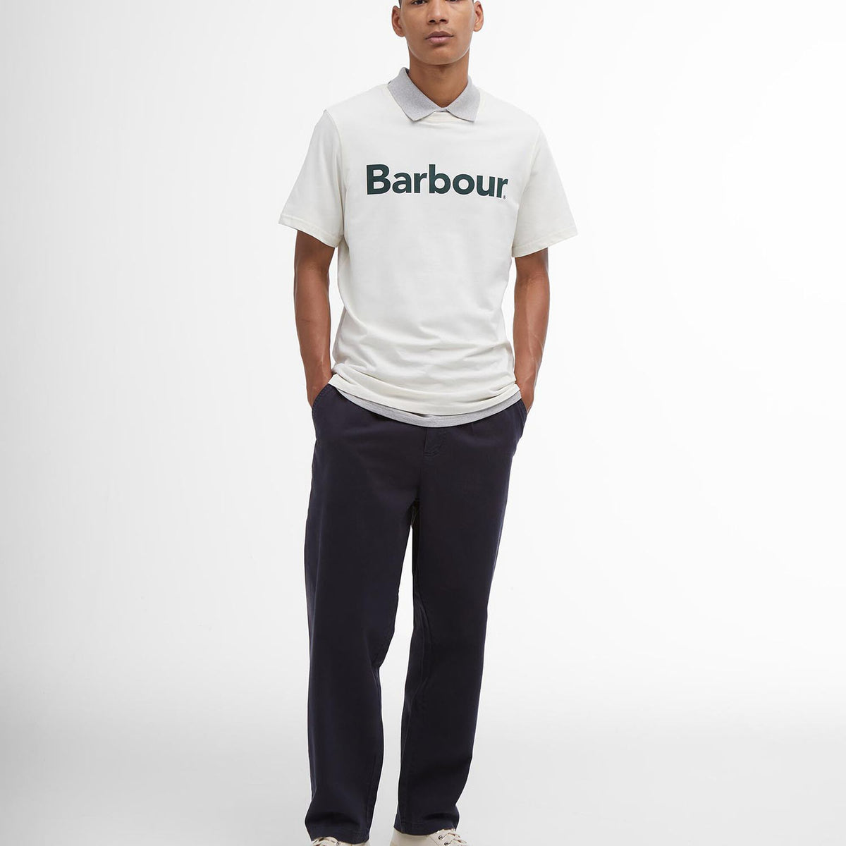 Barbour Washed Stretch Relaxed Trousers in Dark Navy