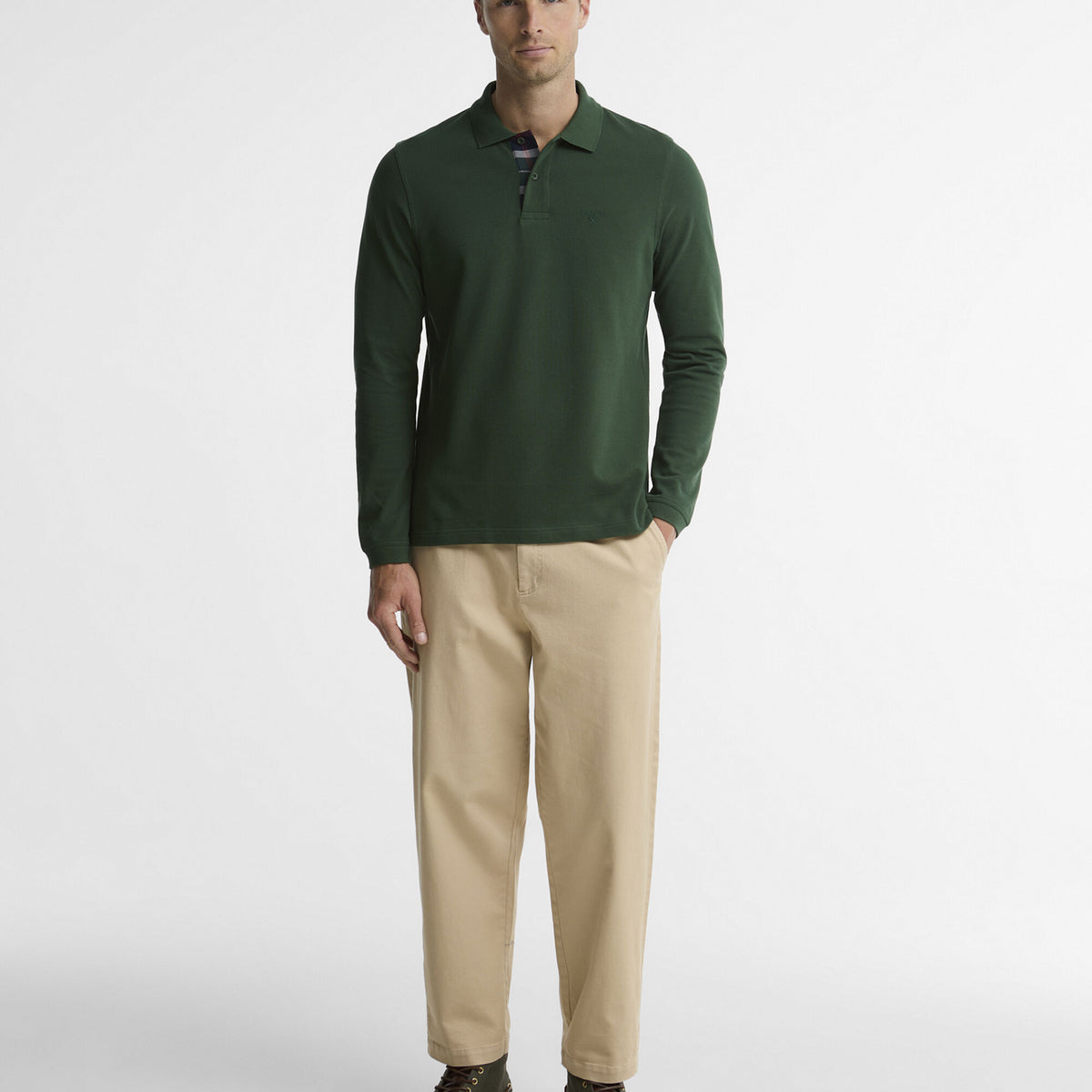 Barbour Washed Stretch Relaxed Trousers in Light Stone, image 1