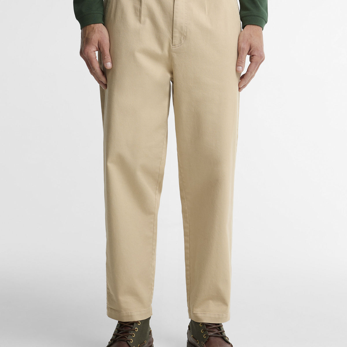 Barbour Washed Stretch Relaxed Trousers in Light Stone, image 2