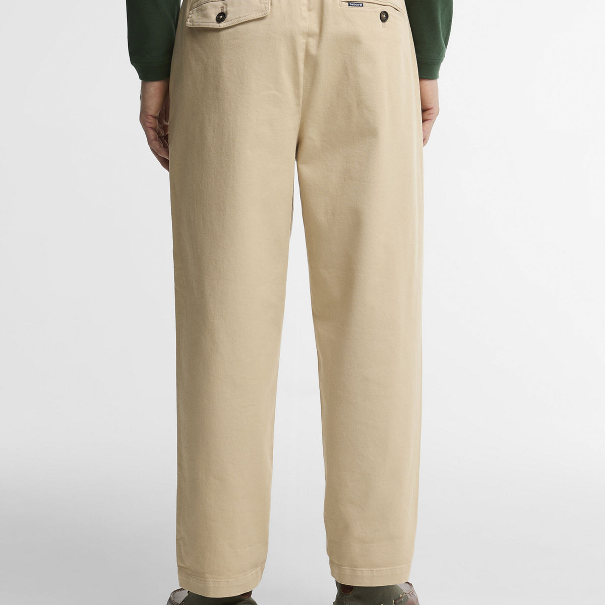 Barbour Washed Stretch Relaxed Trousers in Light Stone, image 3