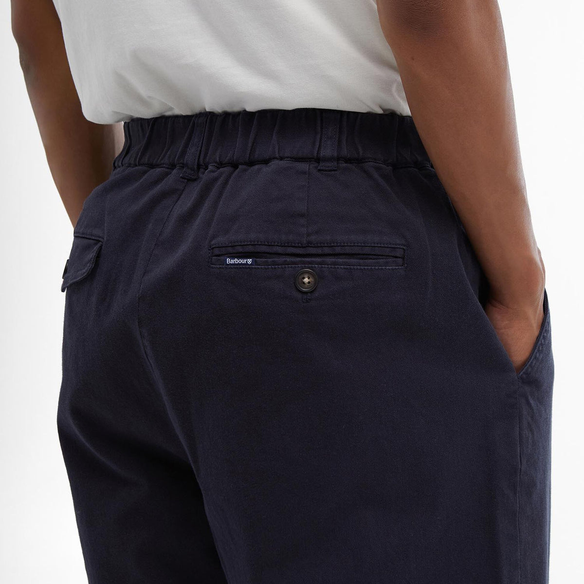 Barbour Washed Stretch Relaxed Trousers in Dark Navy, image 4